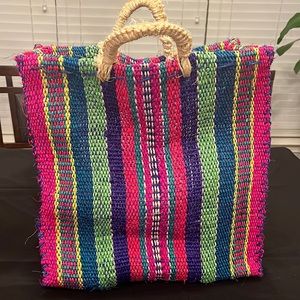 Hand-woven bag, multicolored. Mexican handicraft bag. Large size 15 in by 15 in